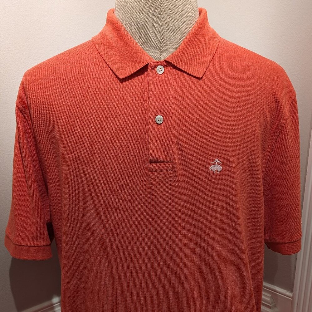 Brooks Brothers Polo Shirt Men's Large Orange Original Fit Performance Cotton